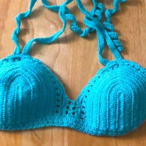 COPY - Crochet Halter Bikini Vintage, Handmade Top Sz XS-M